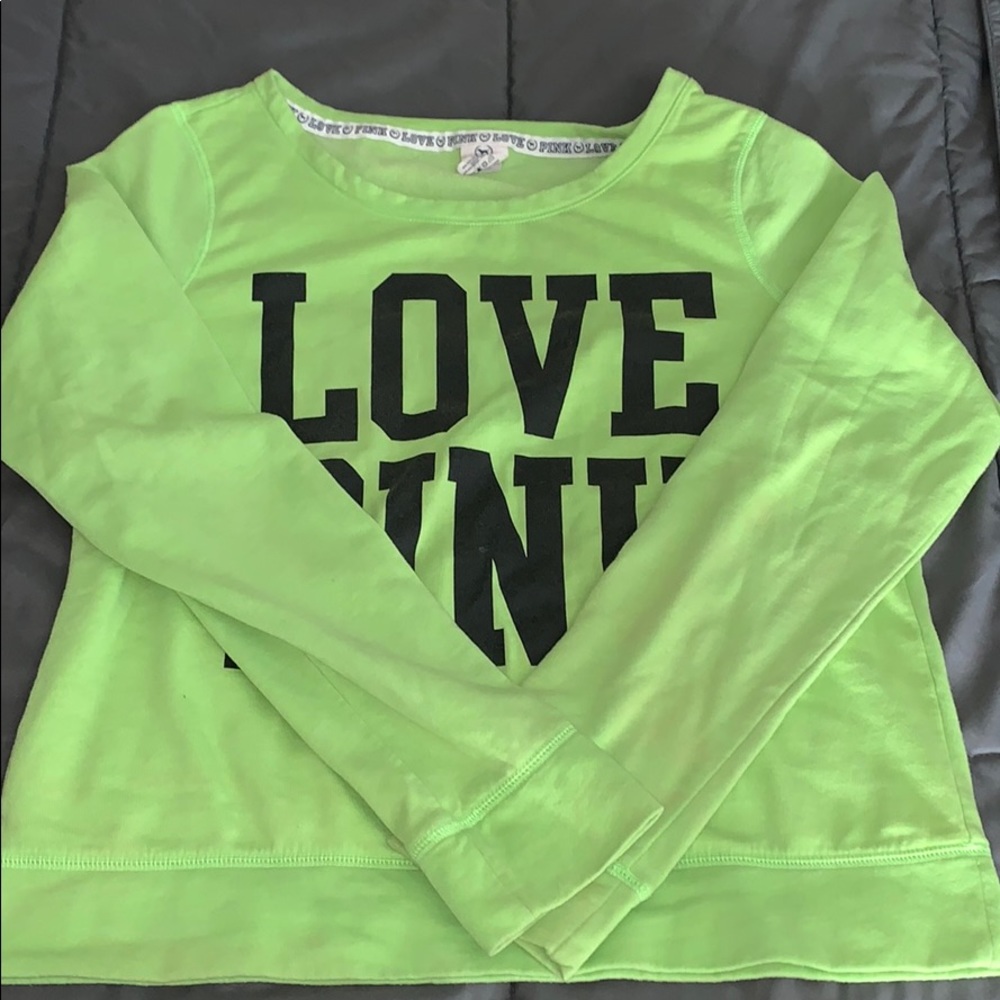 Pink Vitoria secret lime green pull over